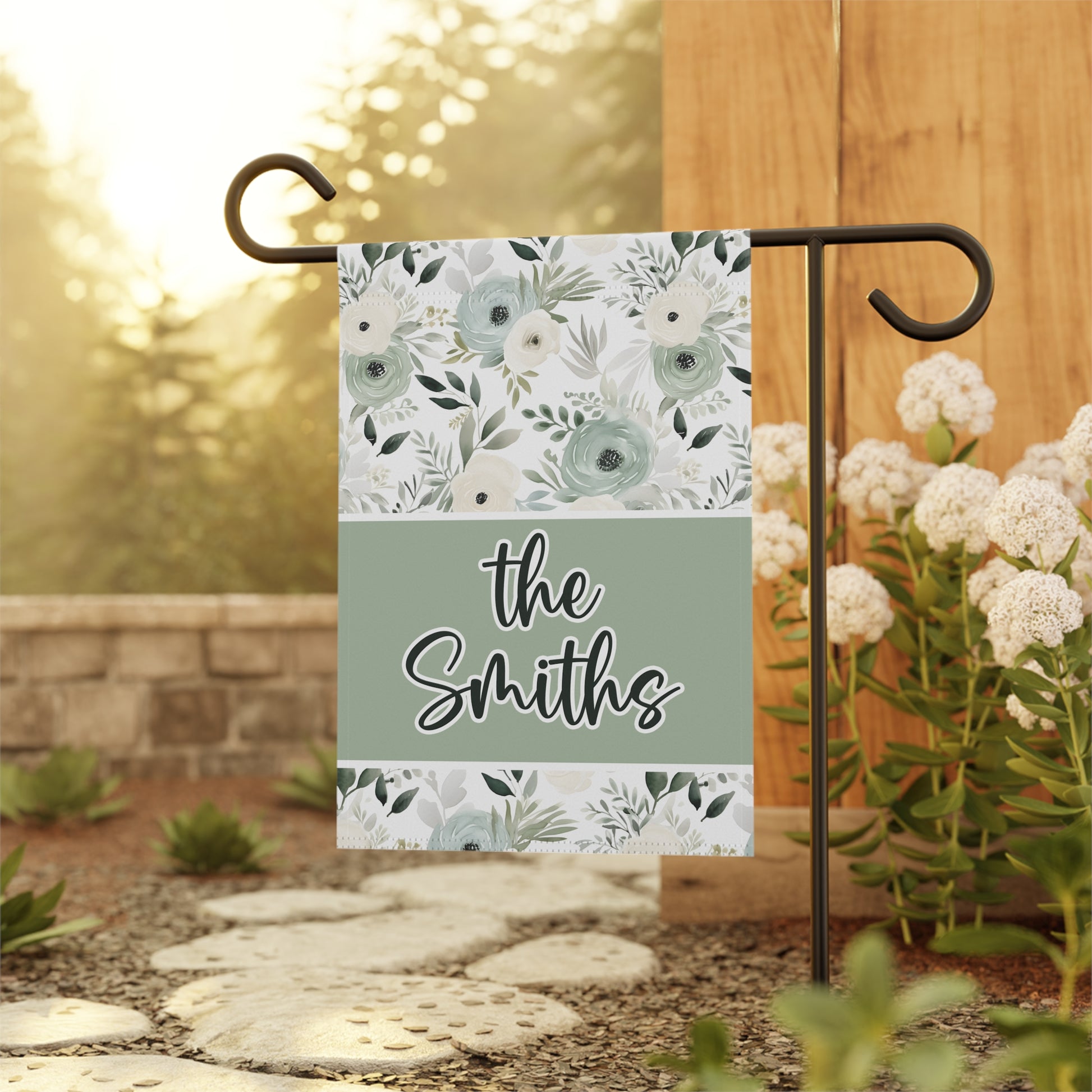Personalized Sage Green Garden Flag Home Decor