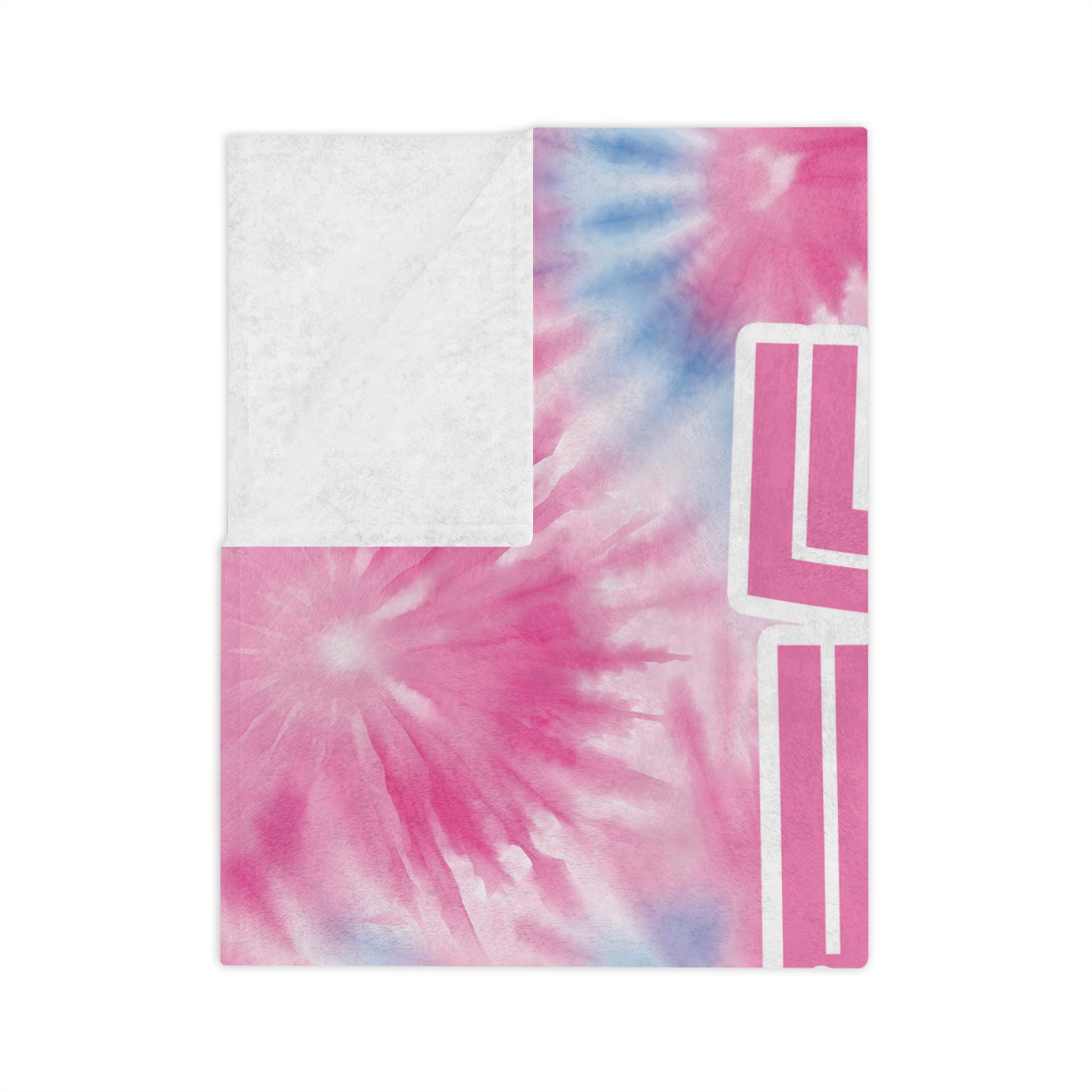 Personalized Pink and Blue Tie Dye Styled Velveteen Microfiber Blanket Home Decor