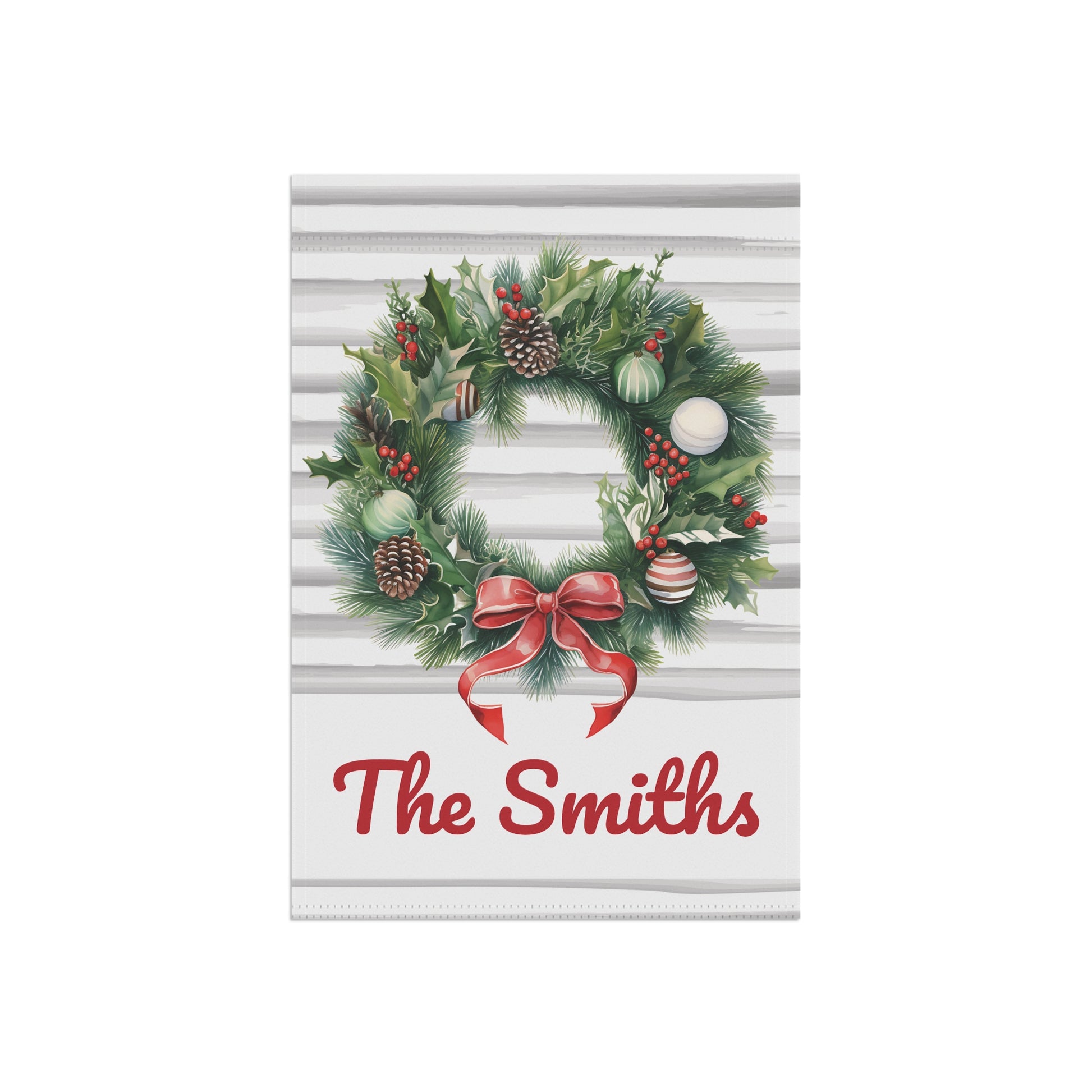 Christmas Wreath Personalized Winter Garden Flag - Premium Home Decor - Just $21.50! Shop now at Nine Thirty Nine Design