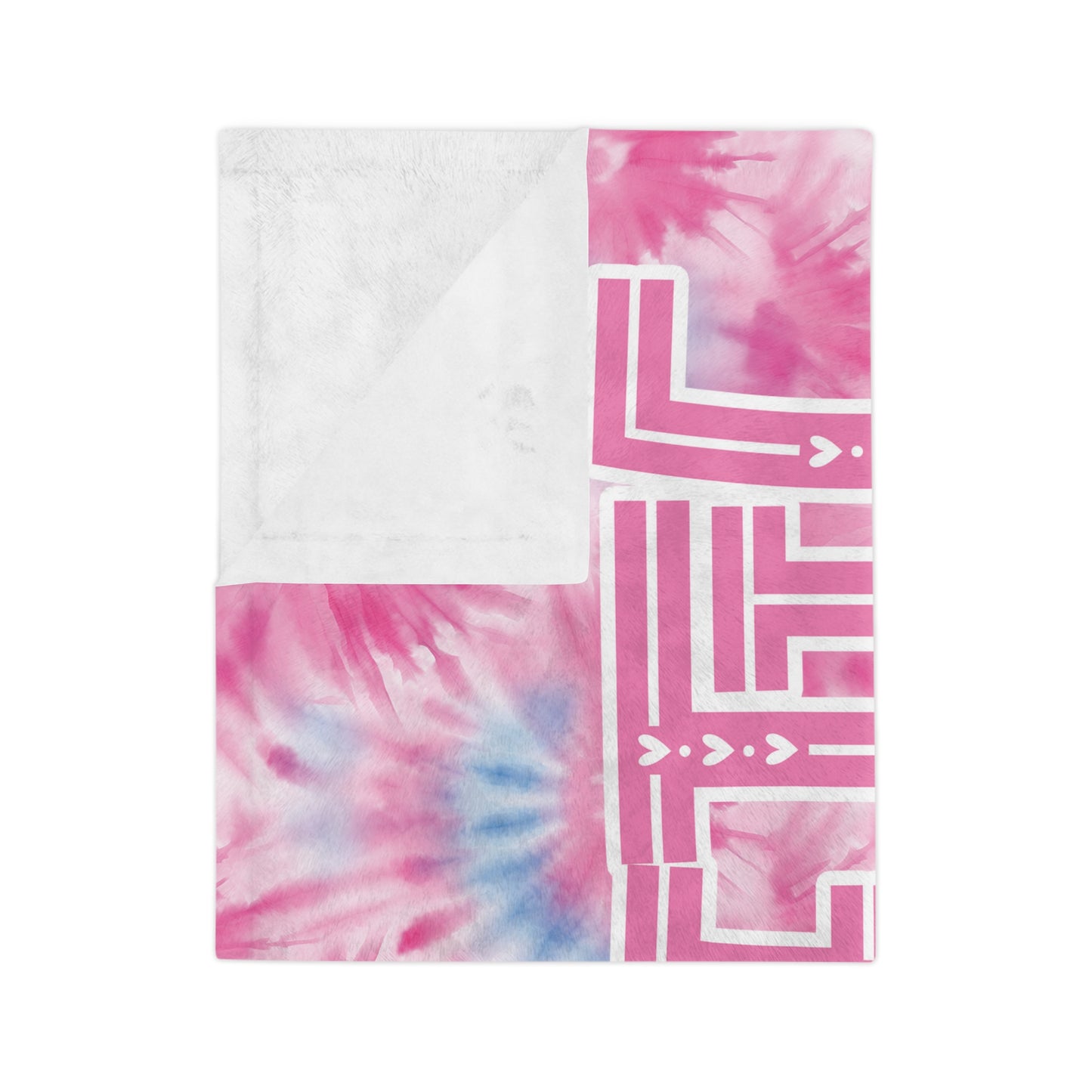 Personalized Pink and Blue Tie Dye Styled Velveteen Microfiber Blanket Home Decor