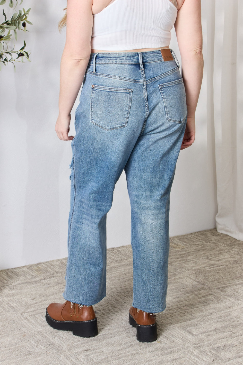 Judy Blue Full Size Distressed Raw Hem Straight Jeans - Premium  - Just $64! Shop now at Nine Thirty Nine Design