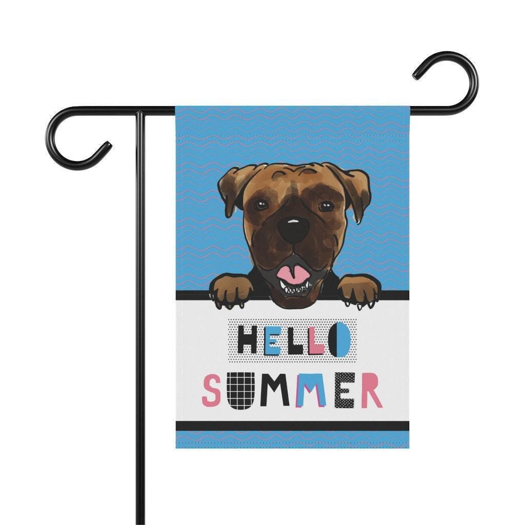 Boxer Dog Hello Summer Garden Flag 