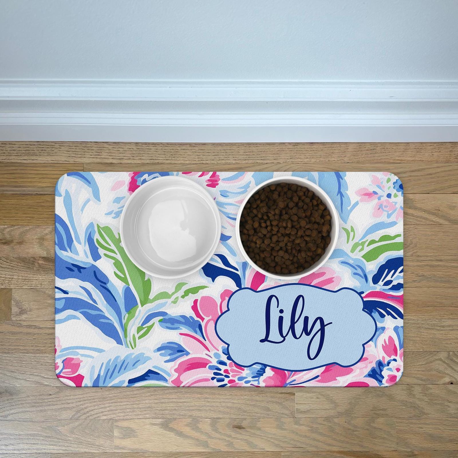 Personalized Pet Food Mat Preppy Brights Pattern Pet Mats