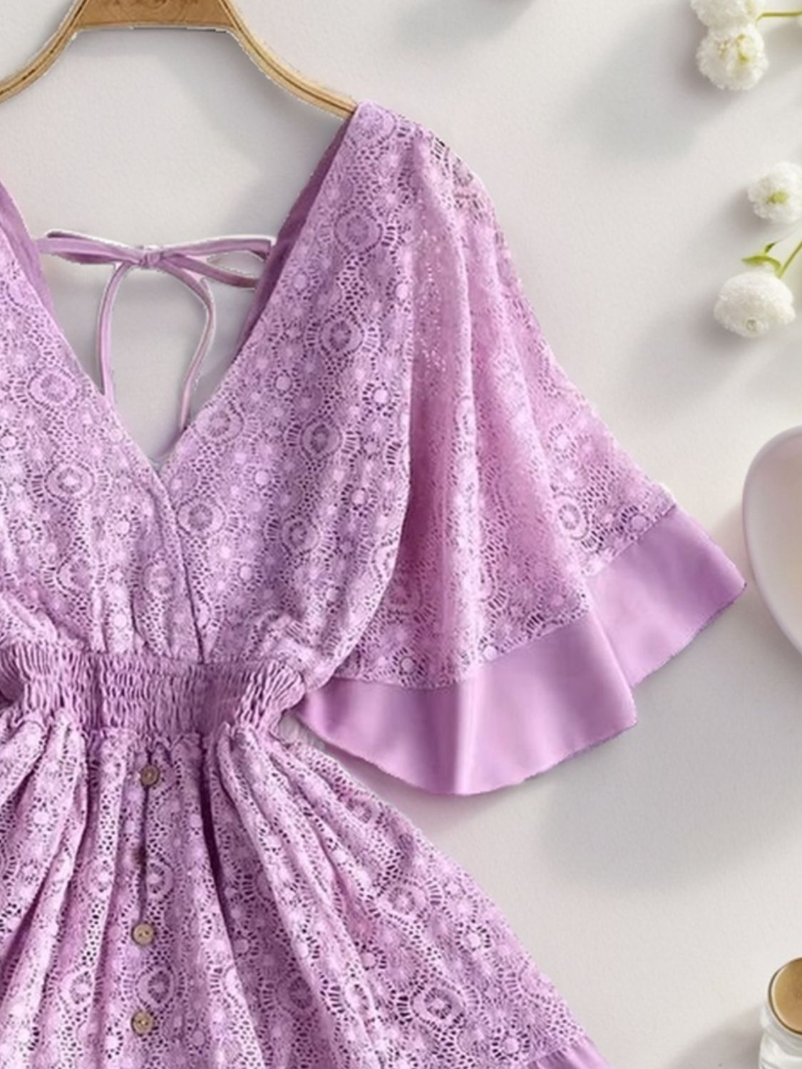 Lace Cutout Half Sleeve Mini Dress - Premium  - Just $27.76! Shop now at Nine Thirty Nine Design