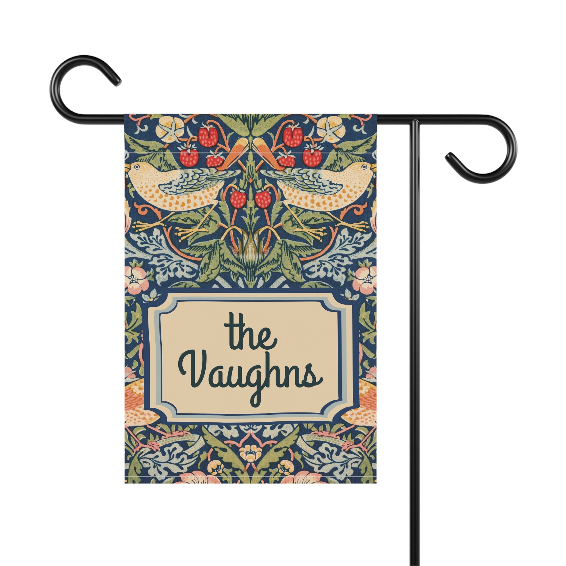 William Morris Strawberry Thief Patterned Personalized Garden Flag - Premium Home Decor - Just $21.50! Shop now at Nine Thirty Nine Design