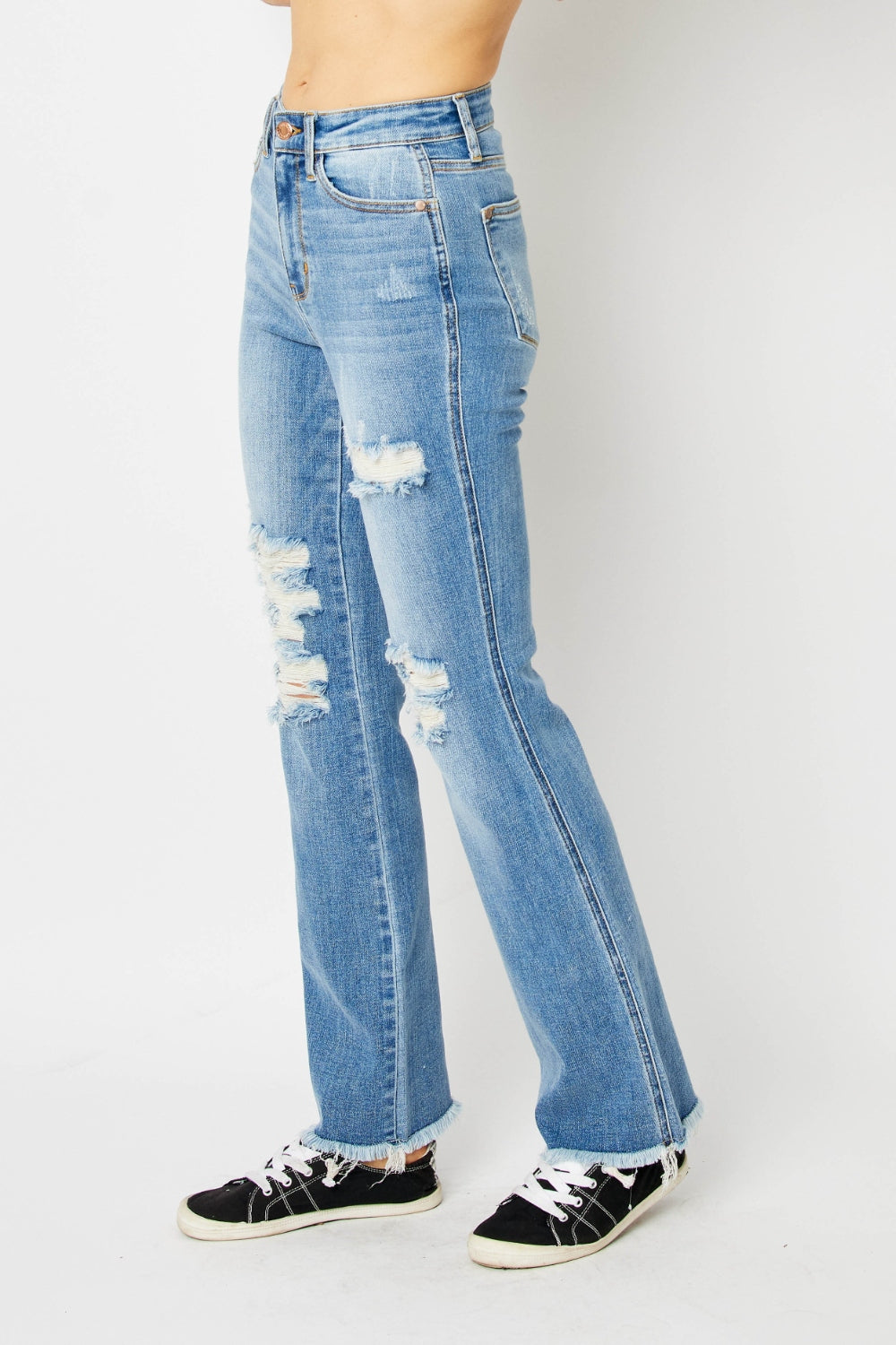 Judy Blue Full Size Distressed Raw Hem Bootcut Jeans - Premium  - Just $64.64! Shop now at Nine Thirty Nine Design
