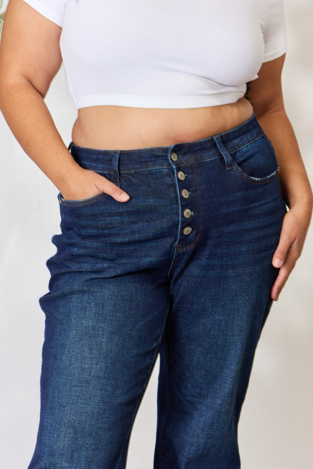 Judy Blue Full Size Button-Fly Straight Jeans 