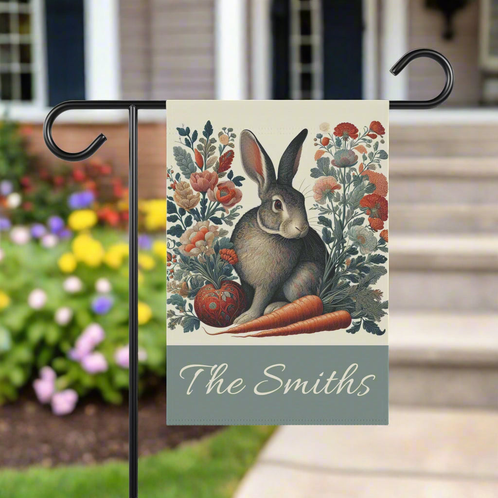 William Morris Personalized Easter Rabbit Garden Flag for Spring Home Decor