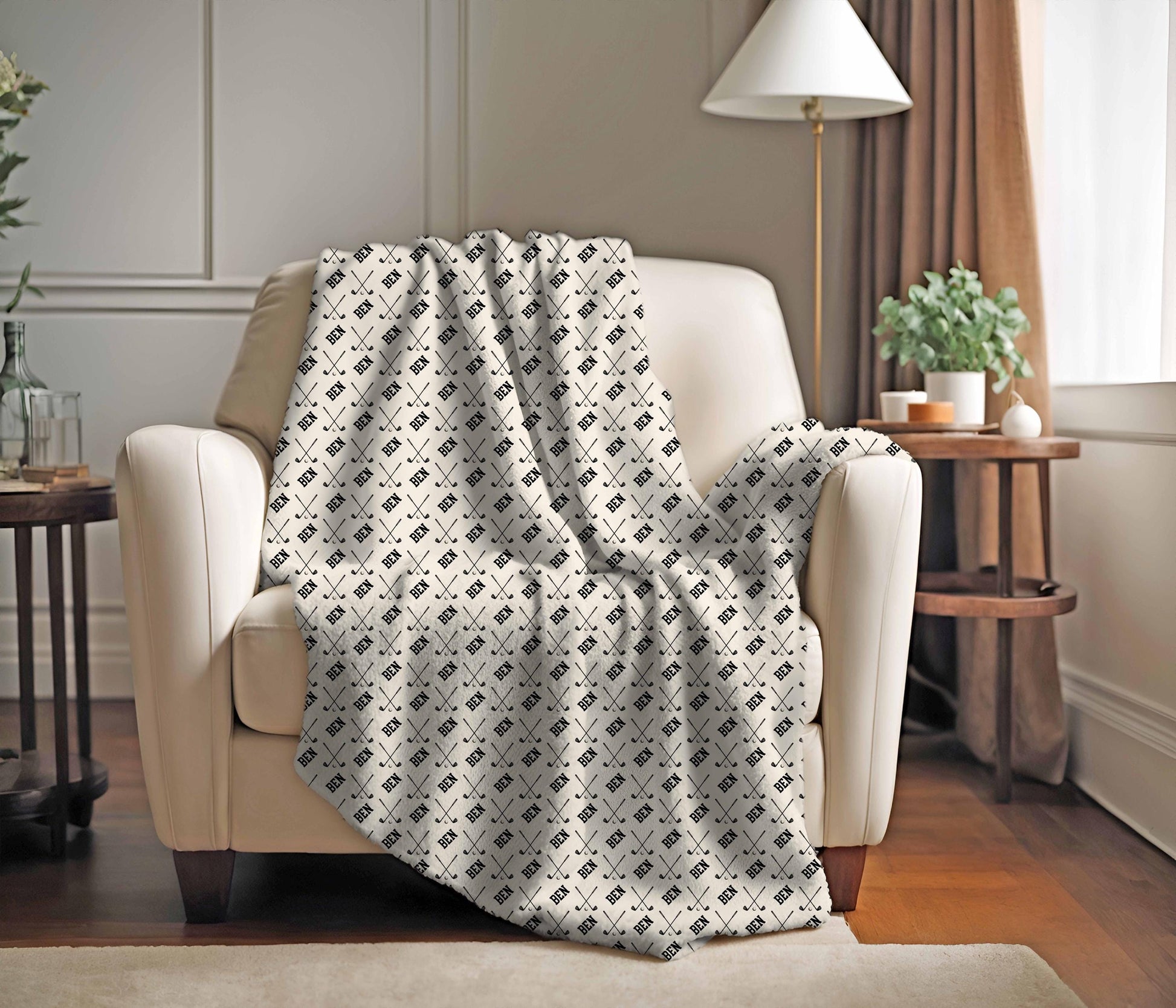 Personalized Golf Blanket - Minky Microfiber Sports Throw Gift Minimalist Decor Physical