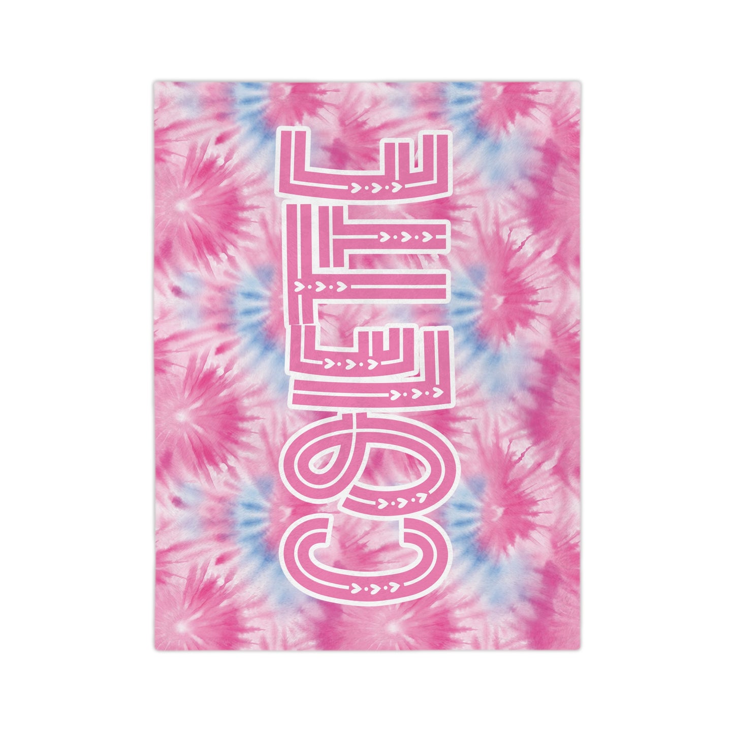 Personalized Pink and Blue Tie Dye Styled Velveteen Microfiber Blanket Home Decor