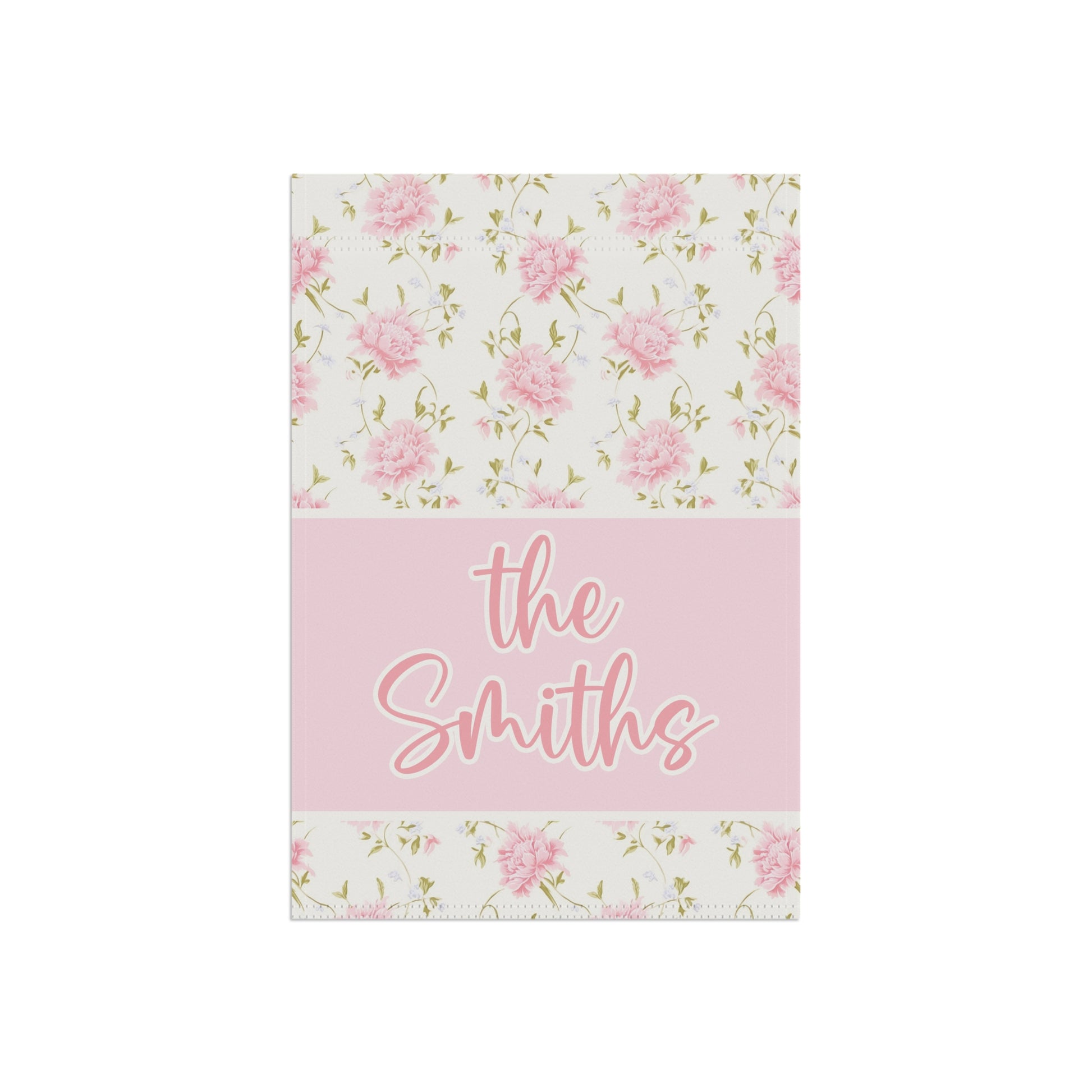 Personalized Pink and Green Floral Garden Flag Home Decor
