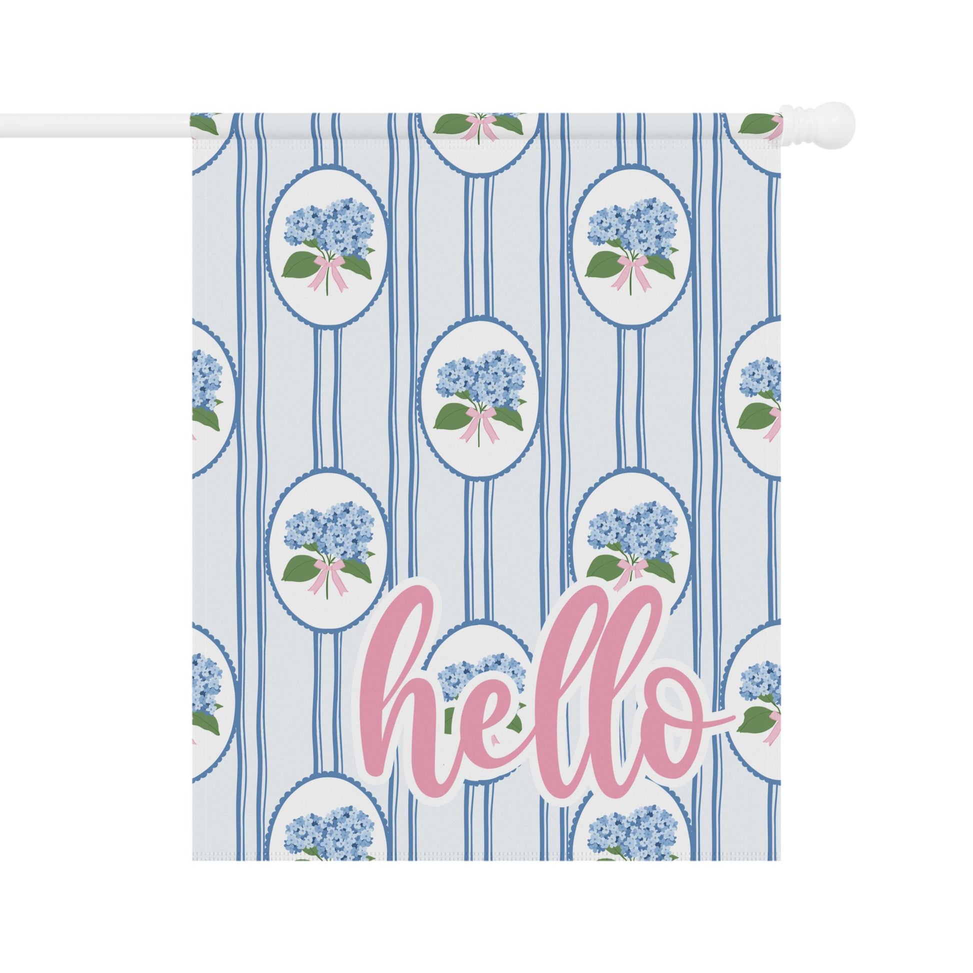 Blue Hydrangea Chinoserrie Welcome Garden and House Flag 
