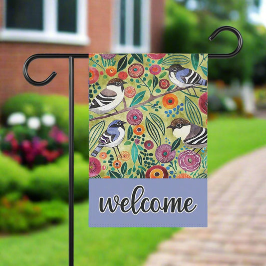 Sparrow Bird Welcome Garden Flag Home Decor