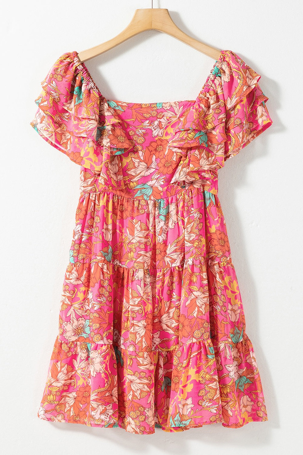 Ruffled Printed Square Neck Dress - Premium  - Just $47.38! Shop now at Nine Thirty Nine Design