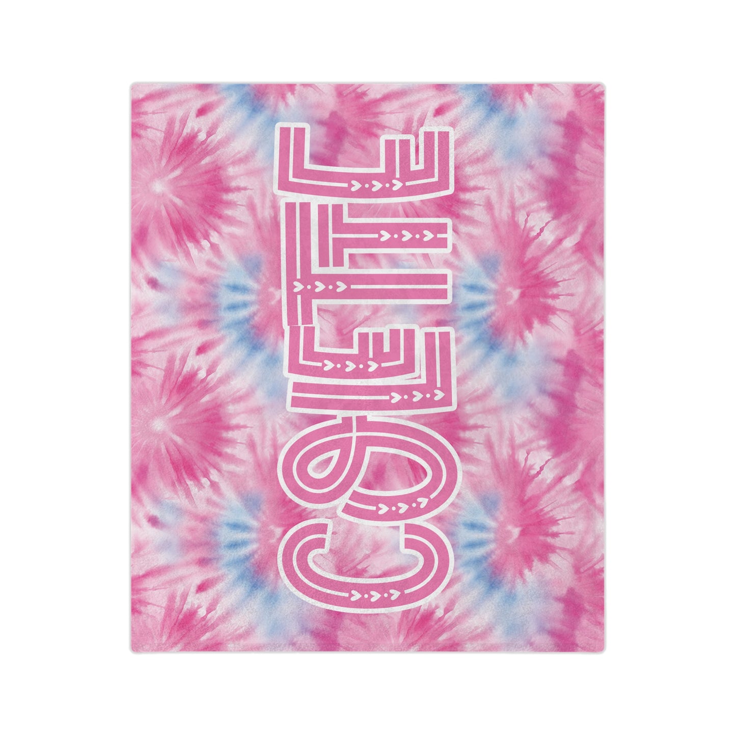 Personalized Pink and Blue Tie Dye Styled Velveteen Microfiber Blanket Home Decor