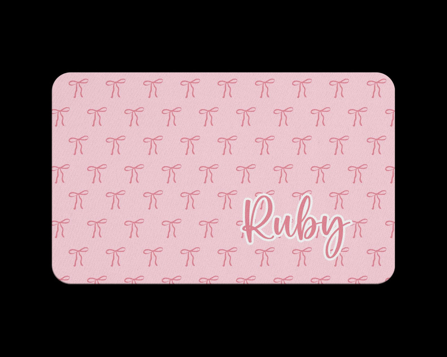 Name Desk Pad, Personalized Mouse Pad, Monogram Preppy Desk Office Decor, Large Desk Blotter, Pink Bow Coquette, Pink Stripes, Office Gifts 