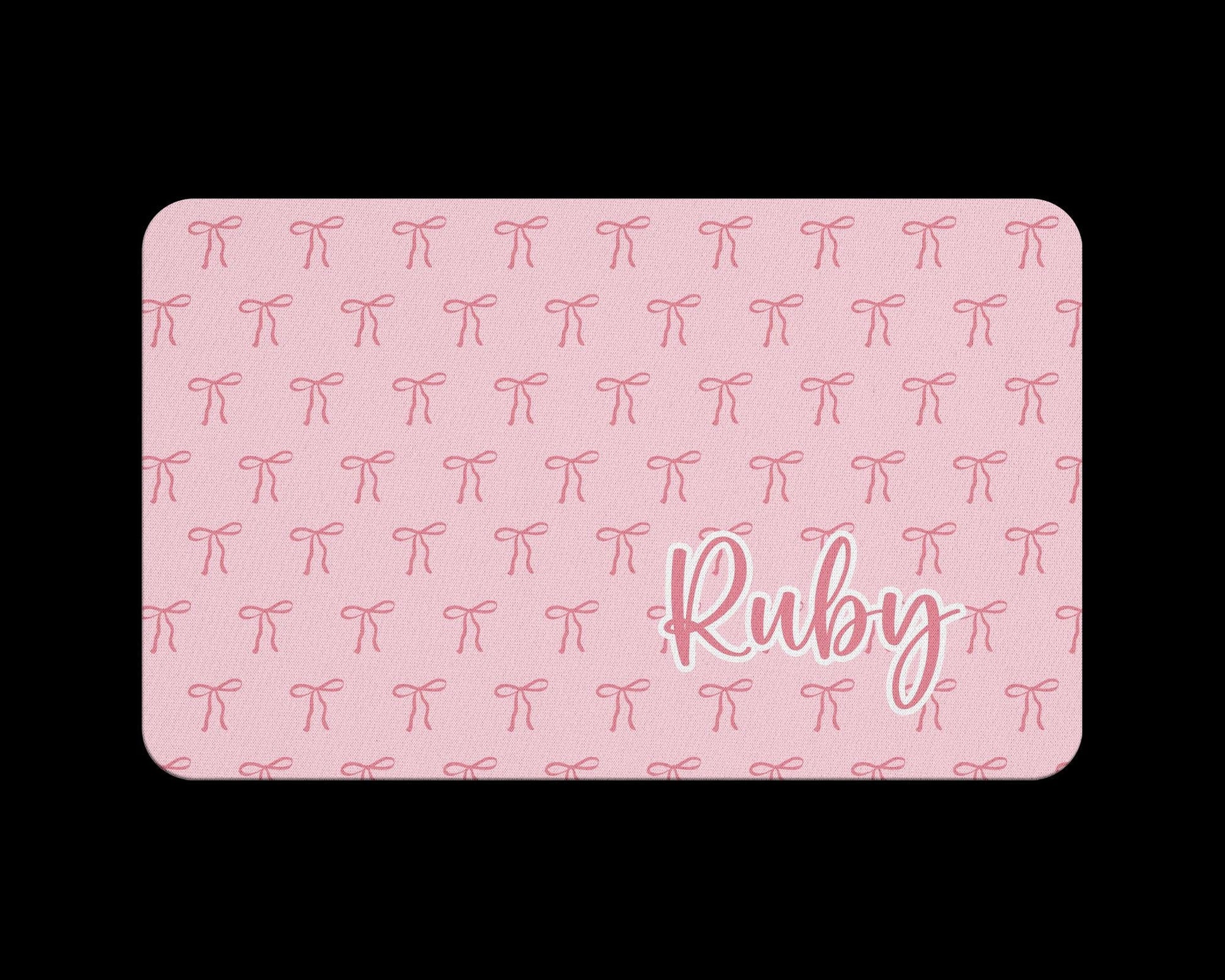 Name Desk Pad, Personalized Mouse Pad, Monogram Preppy Desk Office Decor, Large Desk Blotter, Pink Bow Coquette, Pink Stripes, Office Gifts 