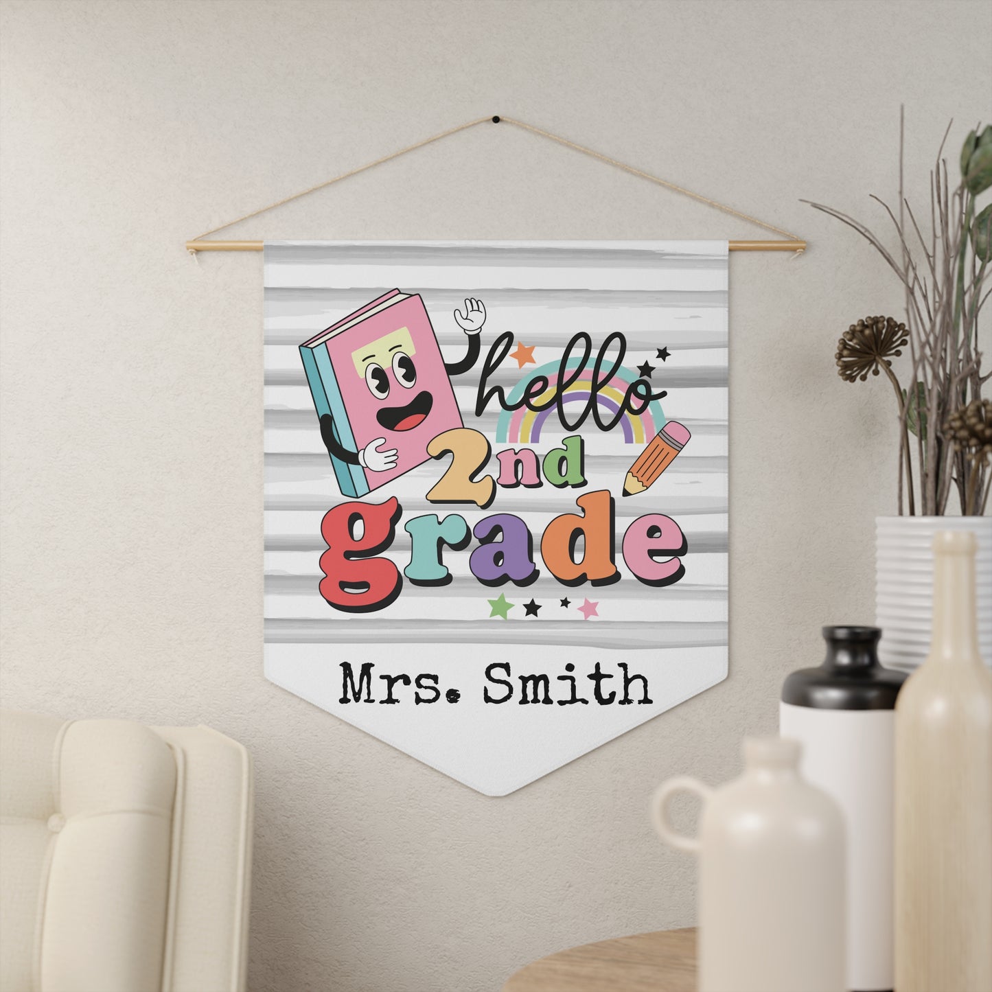 Hello 2nd Grade Classroom Decor Pennant