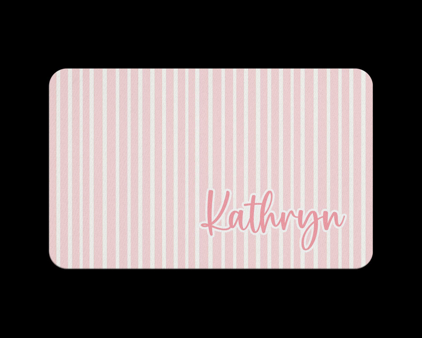 Personalized Pet Food Mat with Pink Bow Coquette Stripes Placemat 