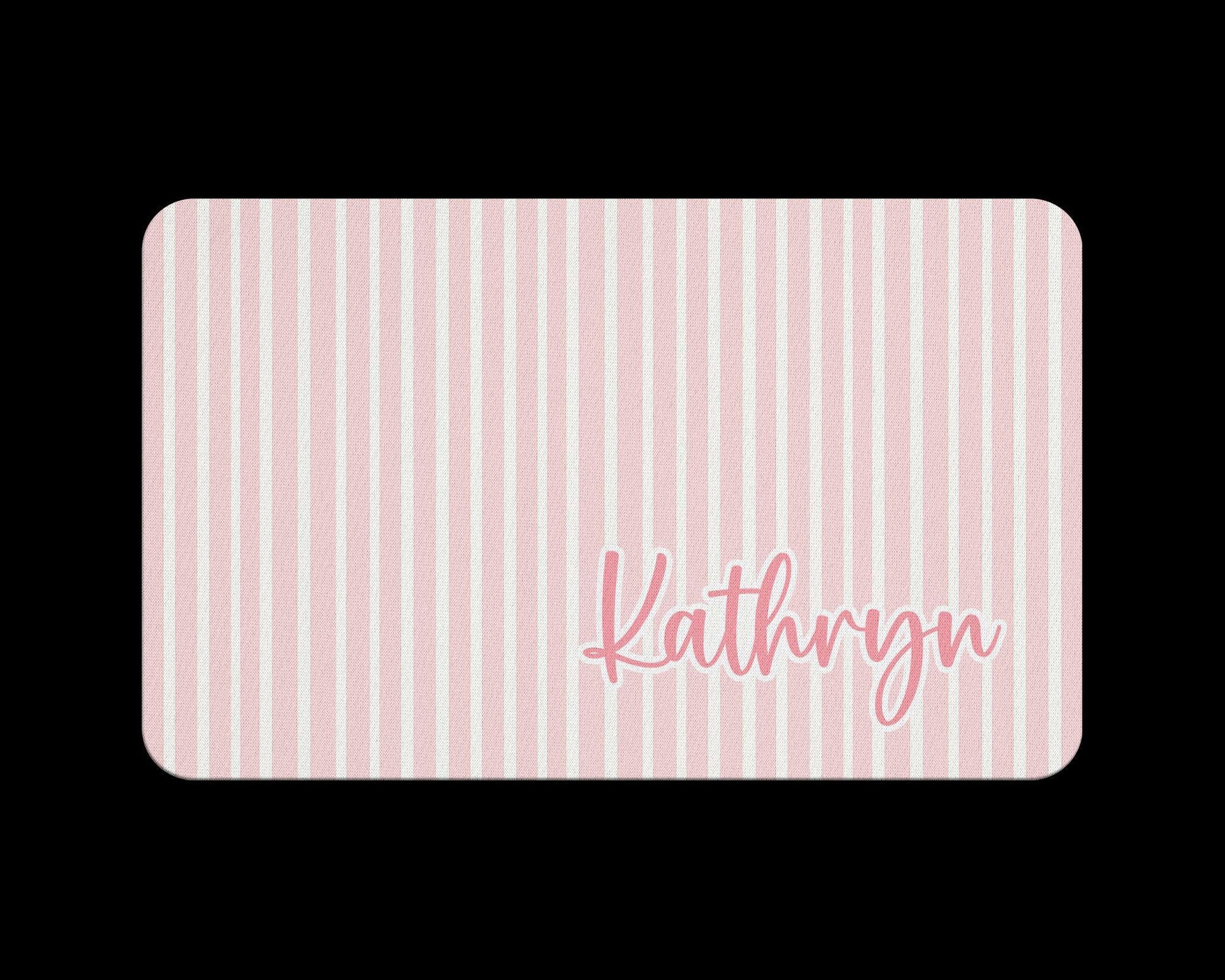 Personalized Pet Food Mat with Pink Bow Coquette Stripes Placemat 