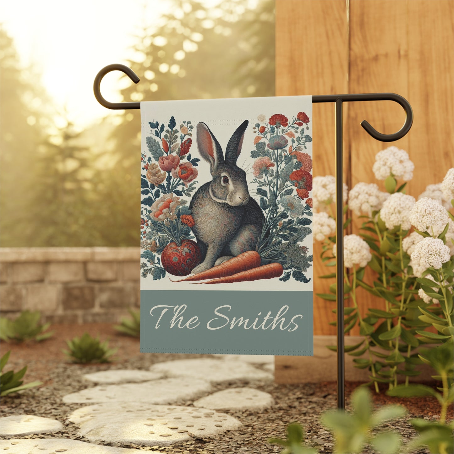 William Morris Personalized Easter Rabbit Garden Flag for Spring Home Decor