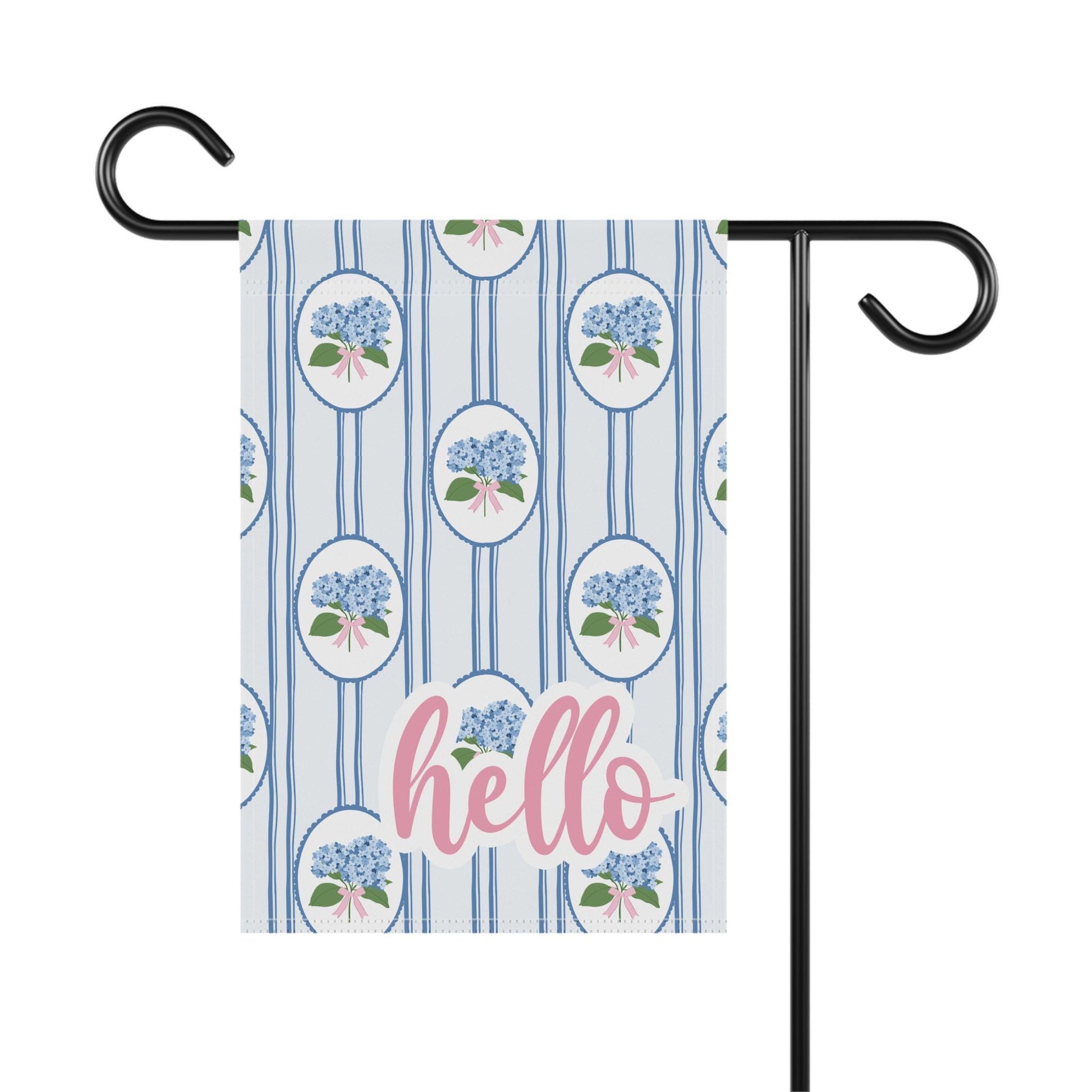Blue Hydrangea Chinoserrie Welcome Garden and House Flag 