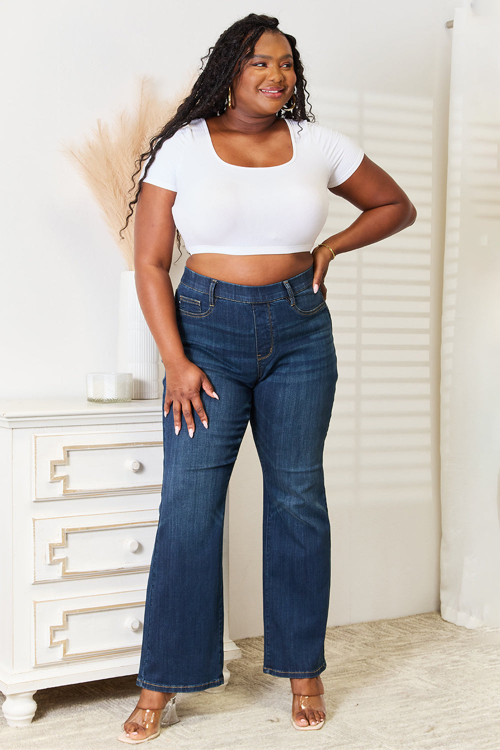 Judy Blue Full Size Elastic Waistband Slim Bootcut Jeans - Premium  - Just $64! Shop now at Nine Thirty Nine Design