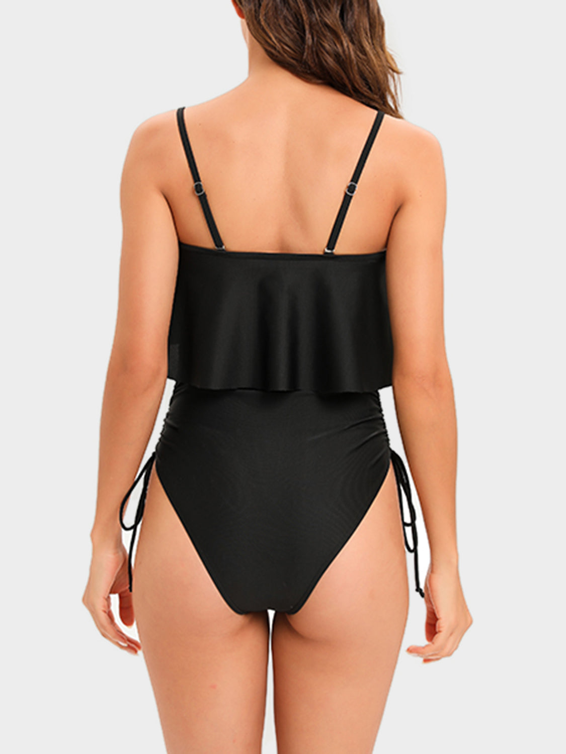 Drawstring Layered Spaghetti Strap One-Piece Swimwear - Premium  - Just $26! Shop now at Nine Thirty Nine Design