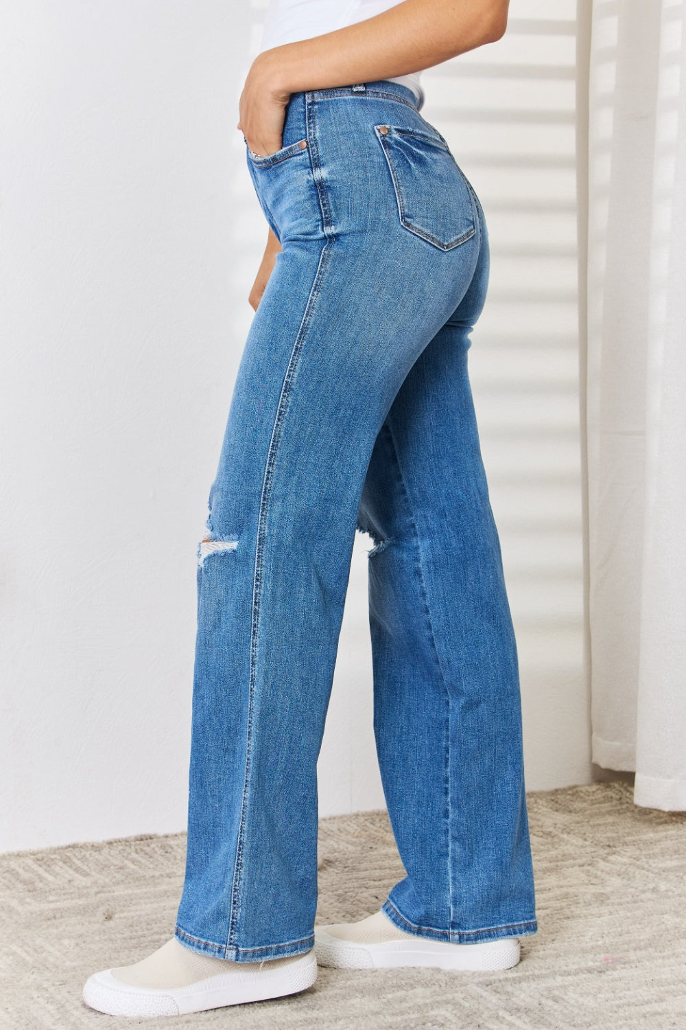 Judy Blue Full Size High Waist Distressed Straight-Leg Jeans - Premium  - Just $74.64! Shop now at Nine Thirty Nine Design