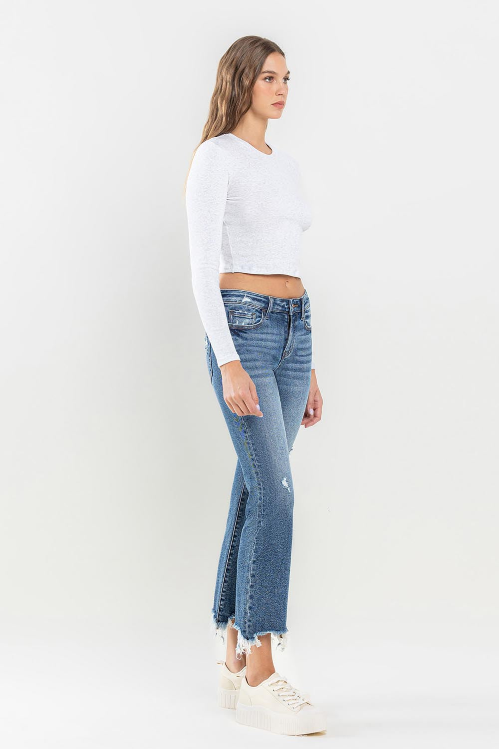 Lovervet Mid Rise Frayed Hem Jeans - Premium  - Just $62.72! Shop now at Nine Thirty Nine Design