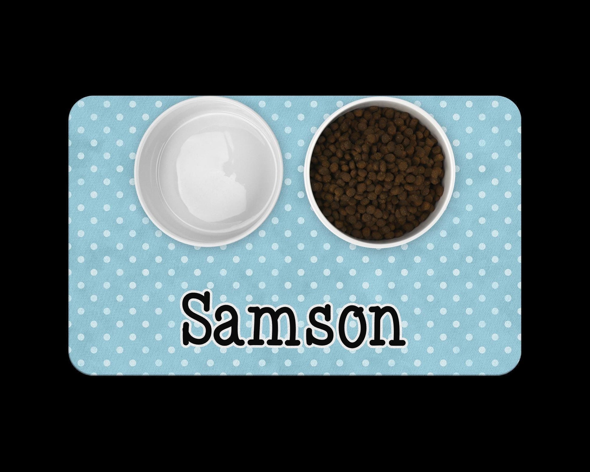 Personalized Polka Dot Pet Food Mat 