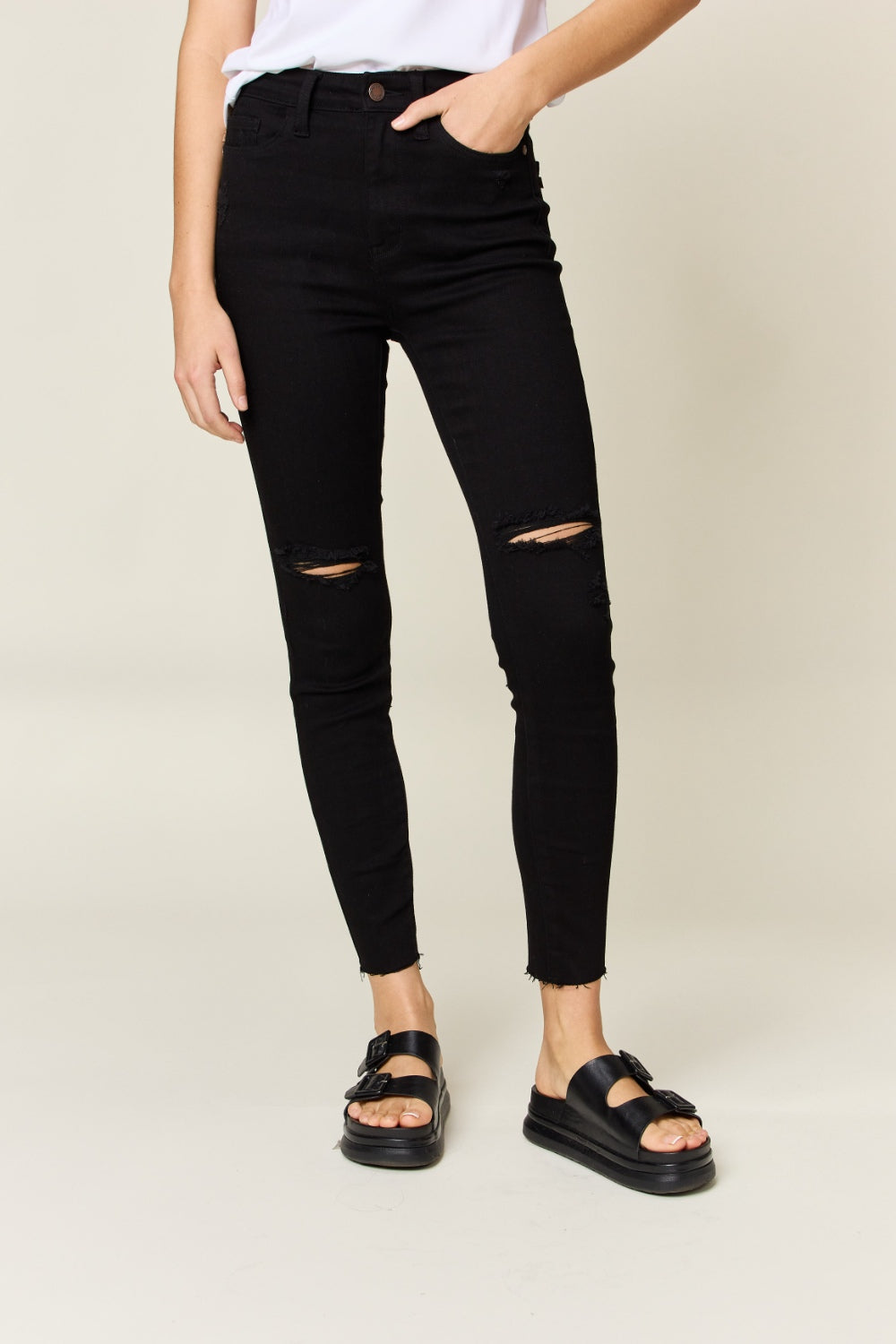 Judy Blue Full Size Distressed Tummy Control High Waist Skinny Jeans - Premium  - Just $62.84! Shop now at Nine Thirty Nine Design