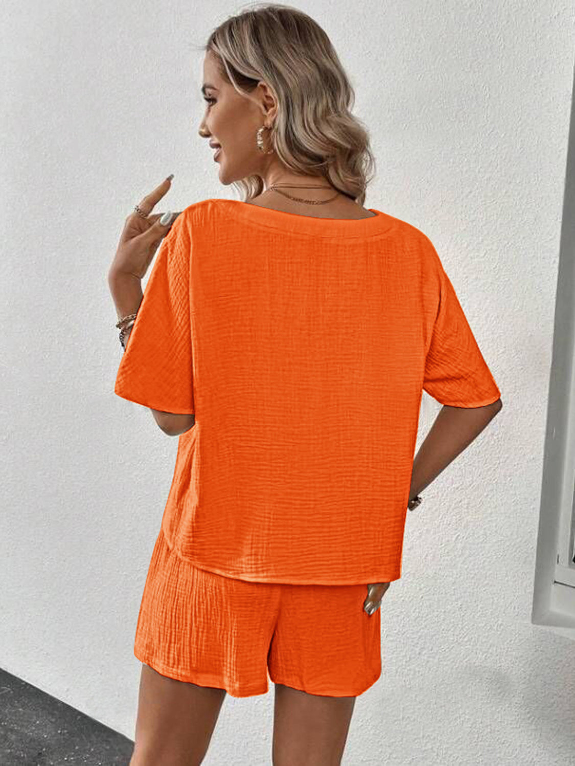 V-Neck Half Sleeve Top and Shorts Set - Premium  - Just $28! Shop now at Nine Thirty Nine Design