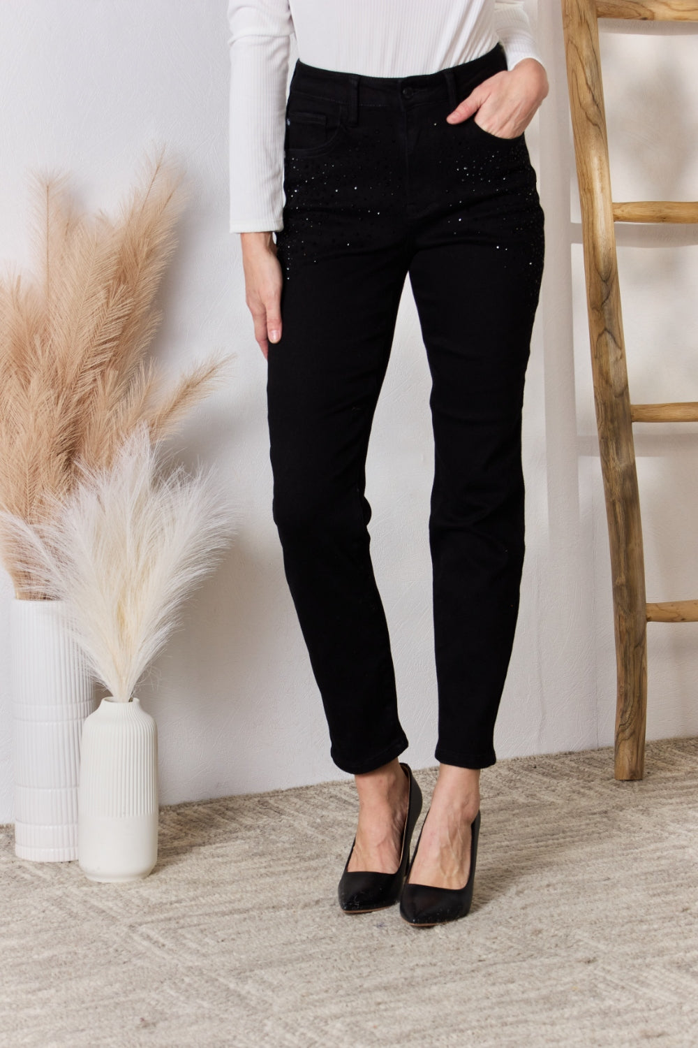 Judy Blue Full Size Rhinestone Embellished Slim Jeans - Premium  - Just $74.02! Shop now at Nine Thirty Nine Design