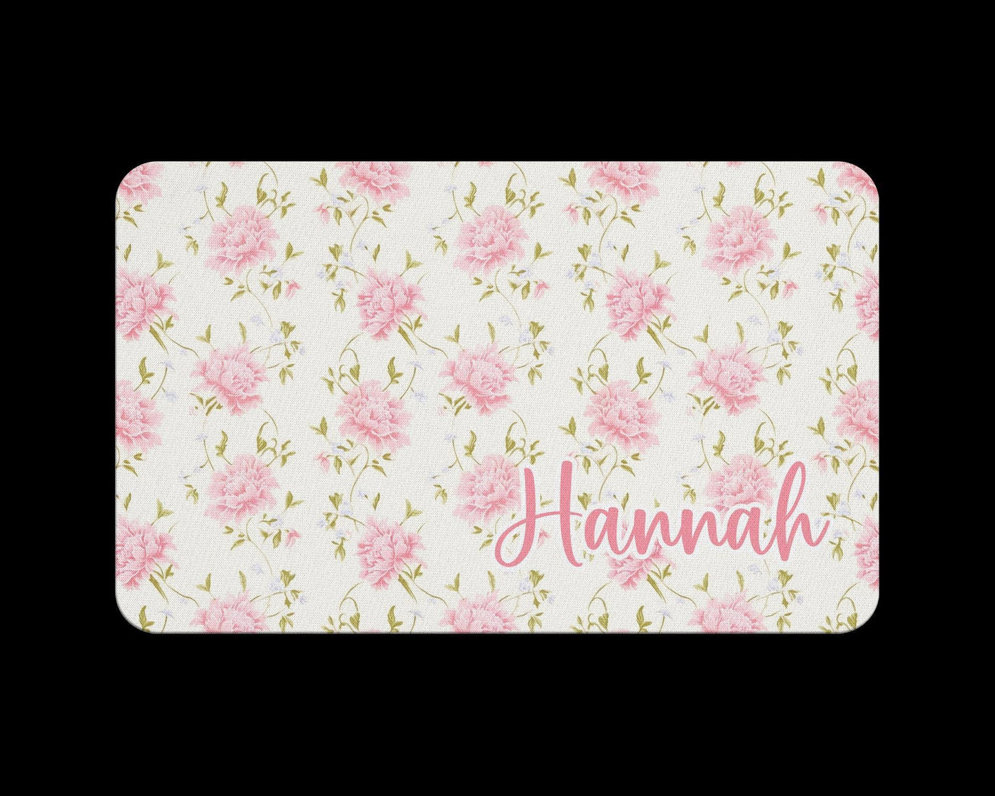 Personalized Pet Food Mat with Pink Bow Coquette Stripes Placemat 