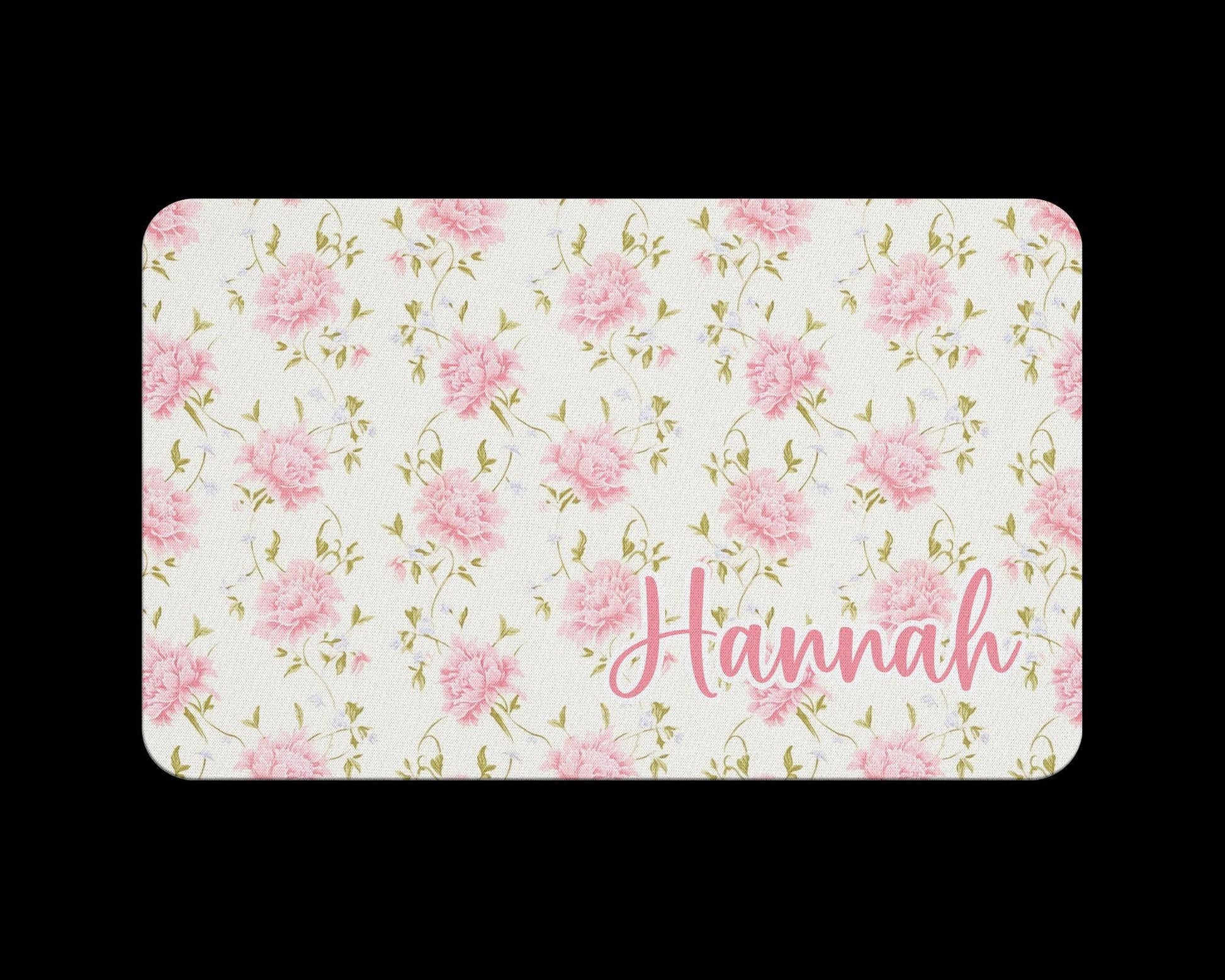 Personalized Pet Food Mat with Pink Bow Coquette Stripes Placemat 
