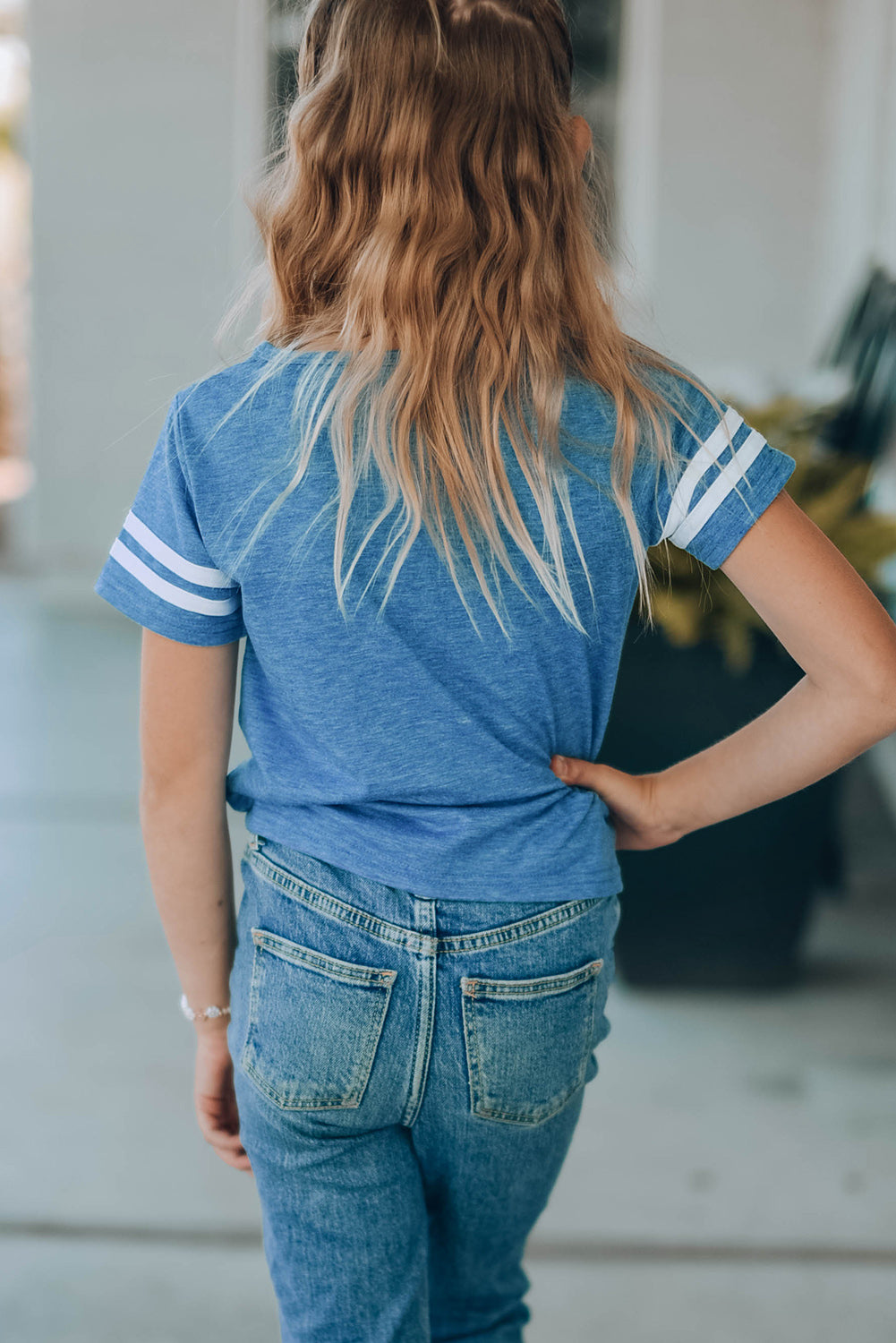 Girls Striped Tie Front T-Shirt 