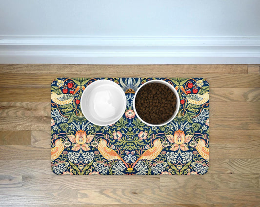 Personalized Pet Place Mat in William Morris Strawberry Thief Design Pet Mats