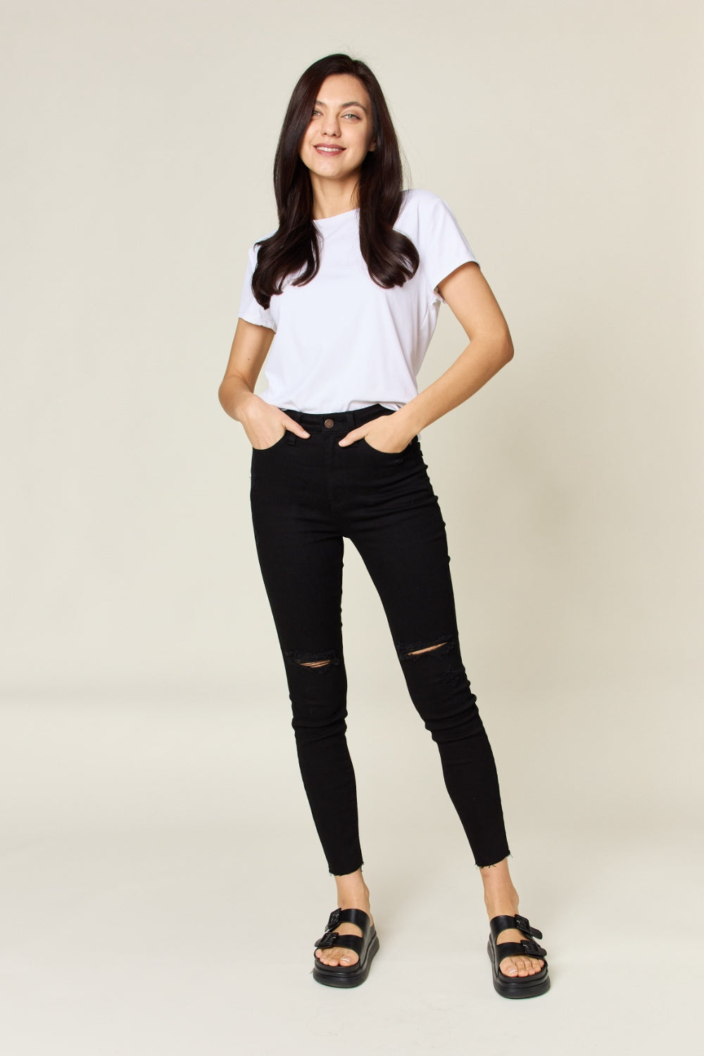 Judy Blue Full Size Distressed Tummy Control High Waist Skinny Jeans - Premium  - Just $62.84! Shop now at Nine Thirty Nine Design