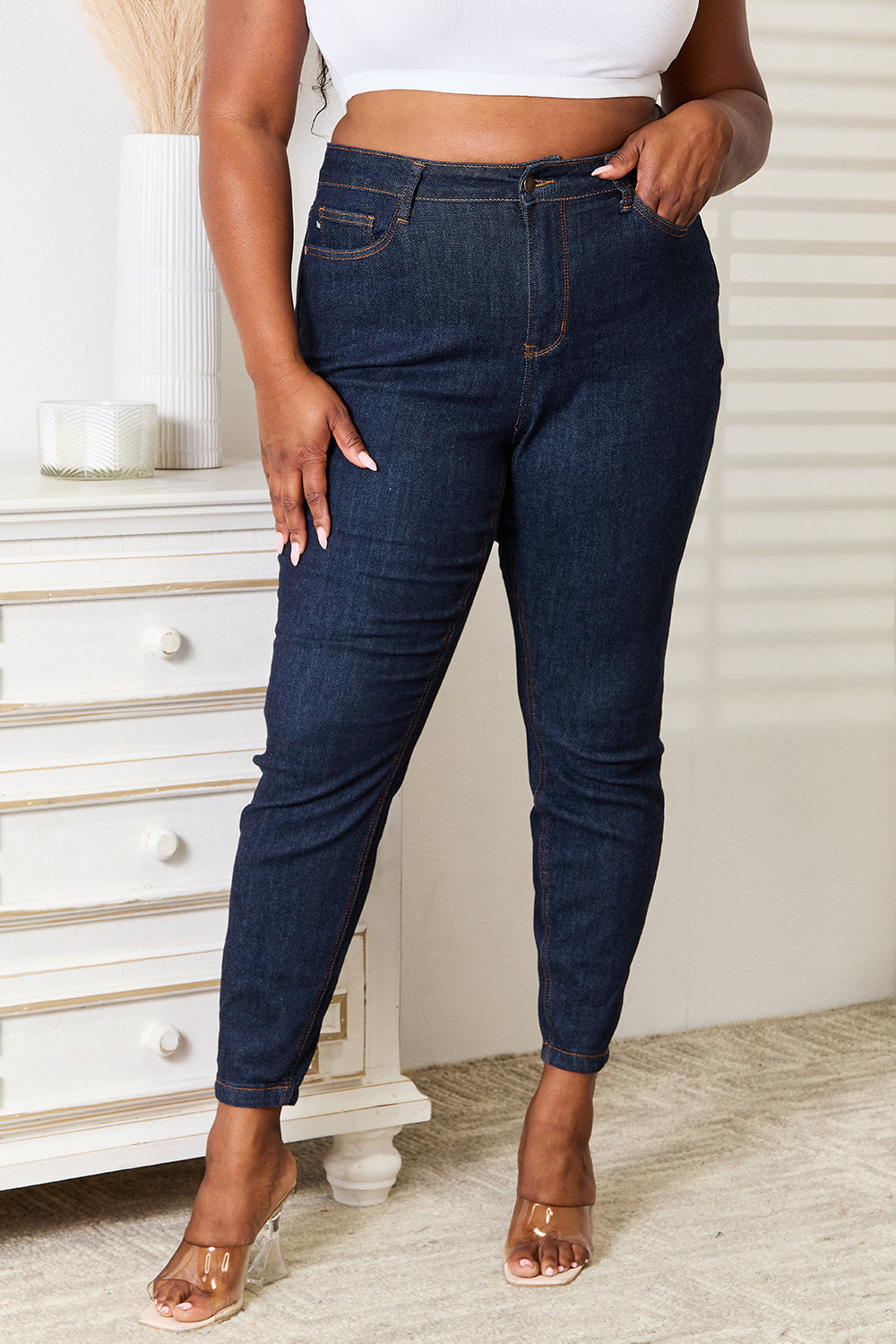 Judy Blue Full Size High Waist Pocket Embroidered Skinny Jeans - Premium  - Just $64! Shop now at Nine Thirty Nine Design