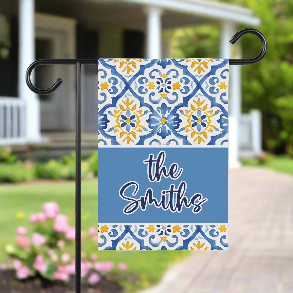 Blue and Yellow Personalized Garden Flag Home Decor