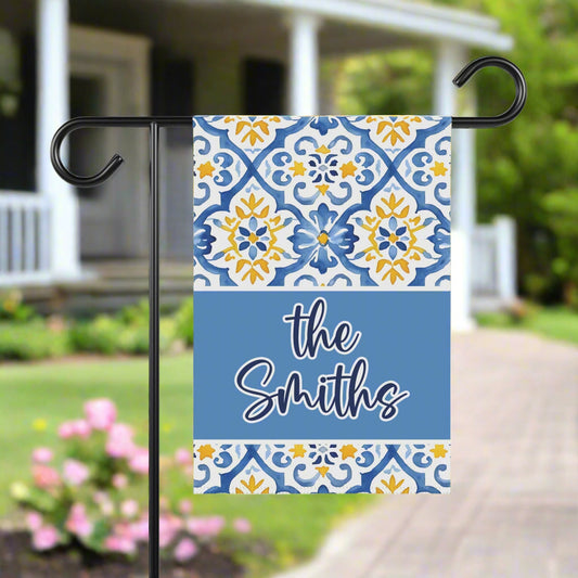 Blue and Yellow Personalized Garden Flag Home Decor