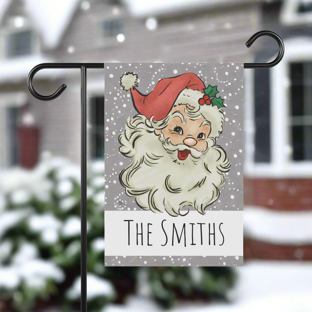 Vintage Santa Winter Personalized Garden Flag Home Decor