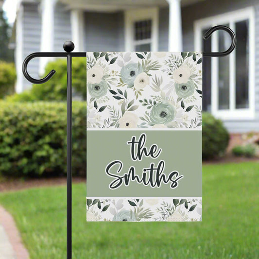 Personalized Sage Green Garden Flag Home Decor