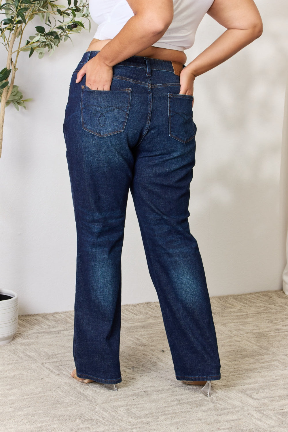 Judy Blue Full Size Button-Fly Straight Jeans 