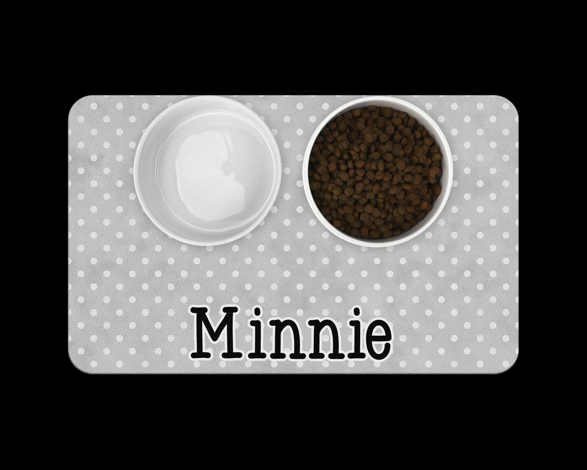 Personalized Polka Dot Pet Food Mat 