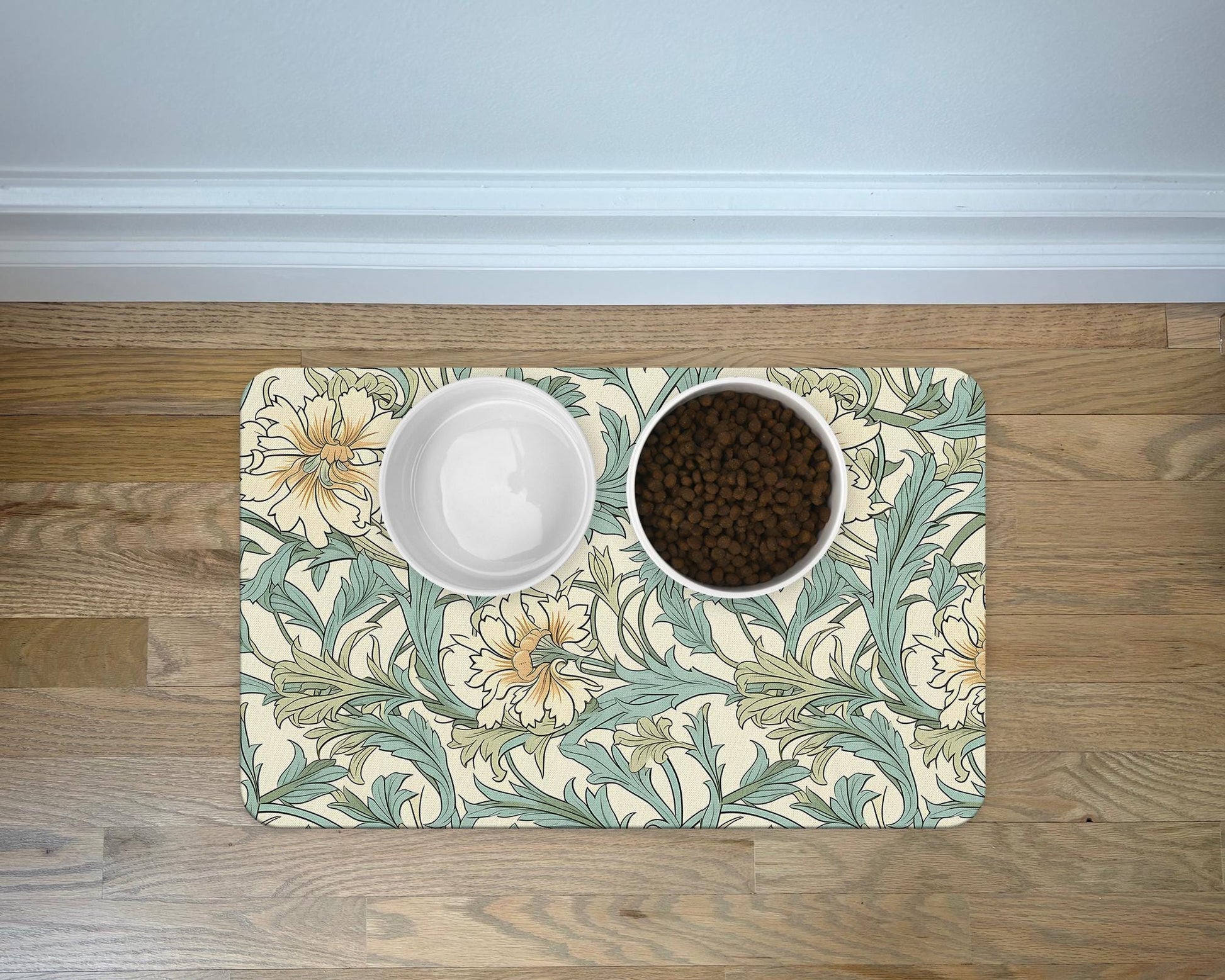 Personalized Dog Food Mat with William Morris Design Pet Mats