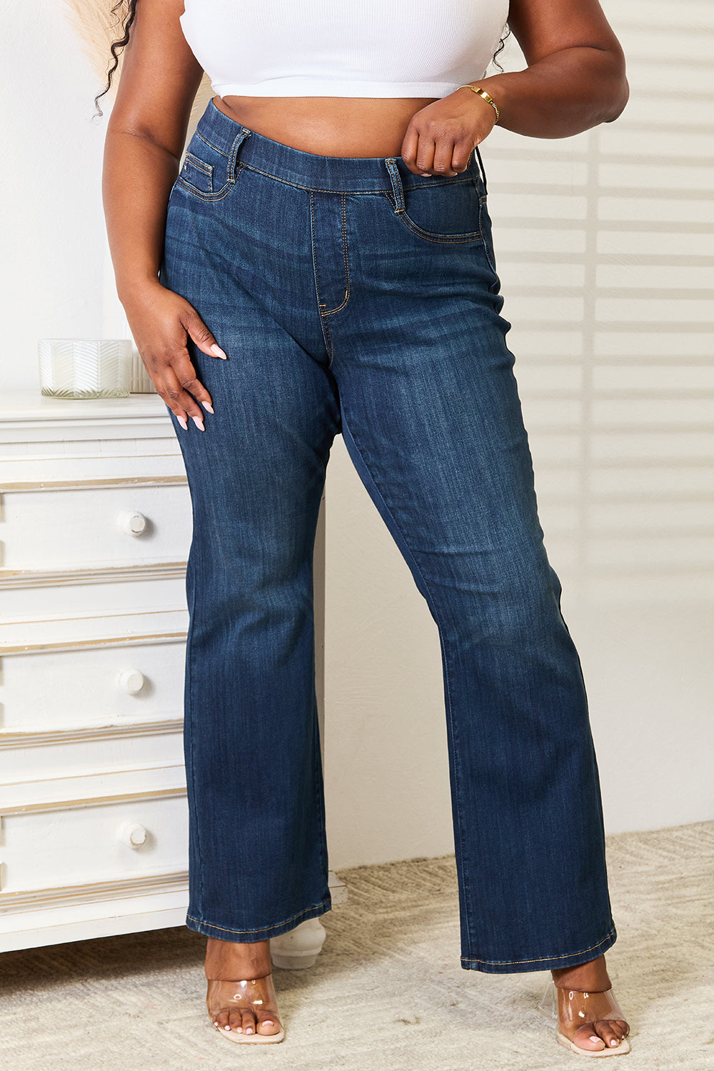 Judy Blue Full Size Elastic Waistband Slim Bootcut Jeans - Premium  - Just $64! Shop now at Nine Thirty Nine Design