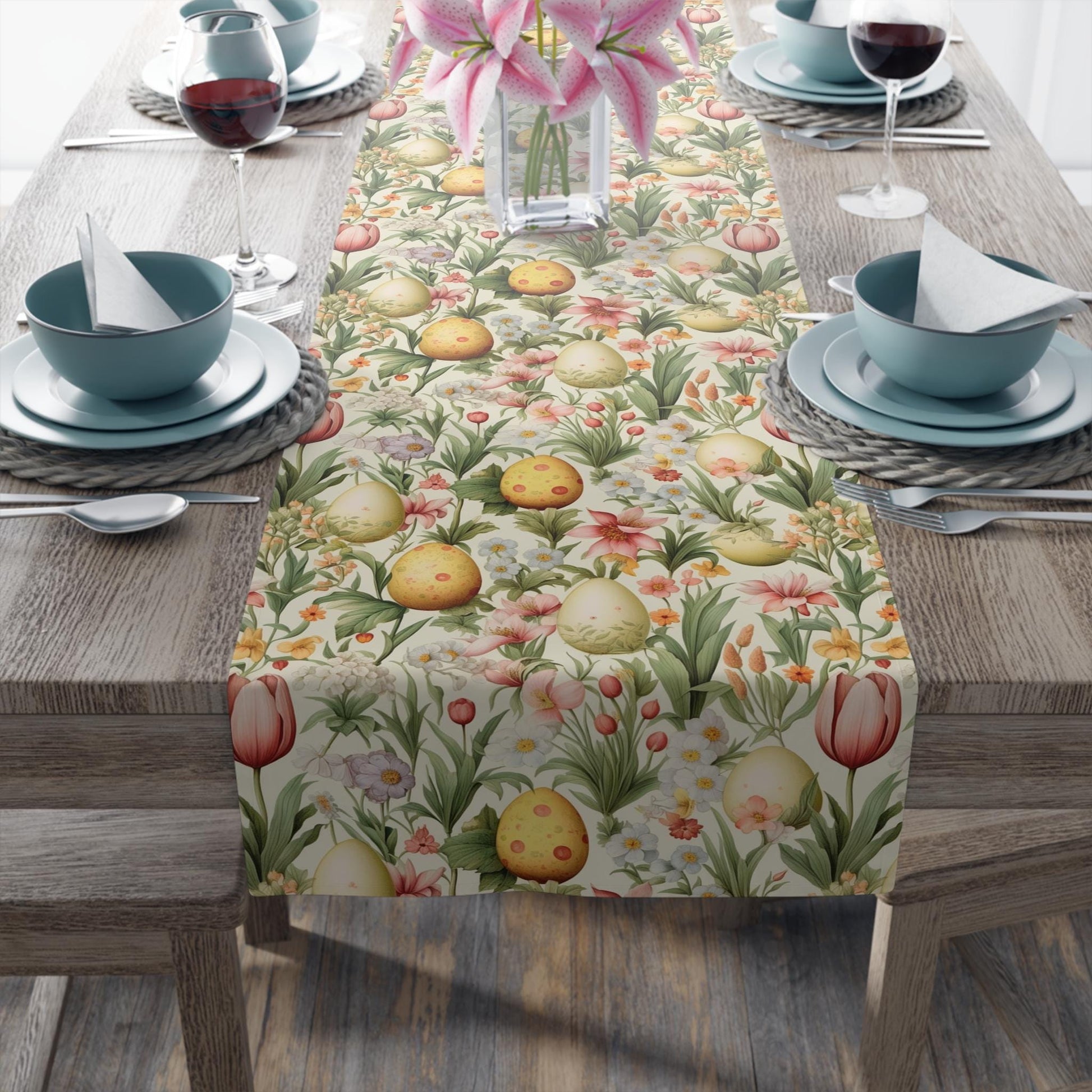 Spring Tulip and Easter Egg Table Runner 