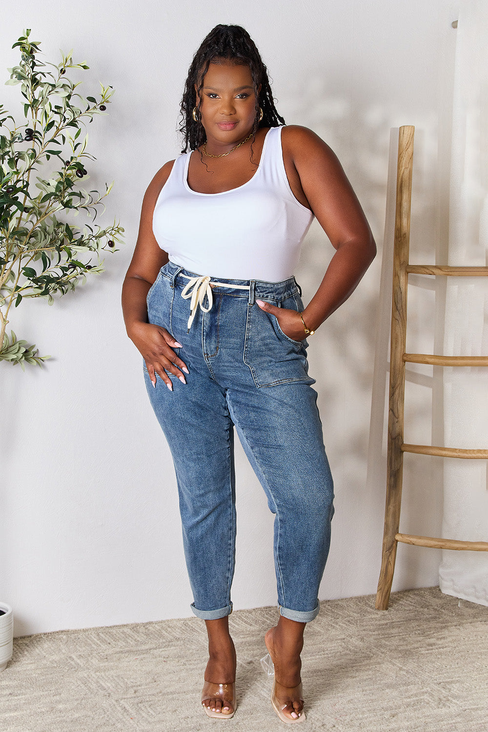 Judy Blue Full Size High Waist Drawstring Denim Jeans - Premium  - Just $67! Shop now at Nine Thirty Nine Design